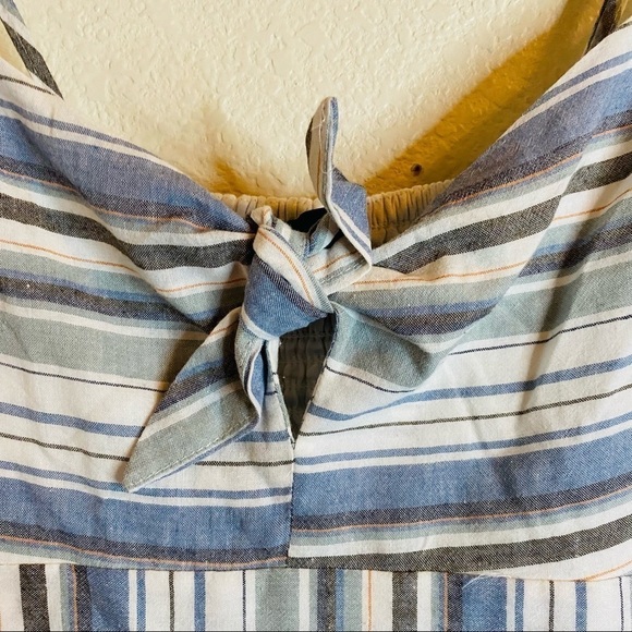 Lulus Blue Striped Knotted Front Midi Dress Sz:M - Picture 4 of 6